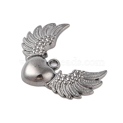 Alloy Pendants, Lead Free and Cadmium Free, Wing, Gunmetal, 28.5x36.5x5mm, Hole: 2.5mm(EA11896Y-G)