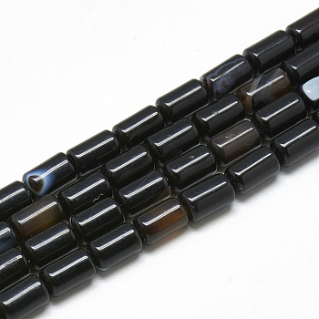 Dyed Natural Black Agate Bead Strands, Column, 10~11x6mm, Hole: 1mm, about 40pcs/strand, 15.7 inch