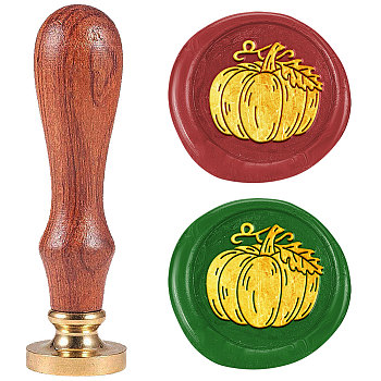 Autumn Theme DIY Scrapbooking Wax Seal Stamp with Wooden Handle, for Envelopes Invitations, Gift Card, Pumpkin, 83x22mm, Stamps: 25x14.5mm