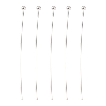 Brass Ball Head Pins, Silver Color Plated, Size: about 0.6mm thick(22 Gauge), 40mm long, head: 1.5mm