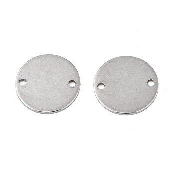304 Stainless Steel Connector Charms, Stamping Blank Tag, Flat Round, Stainless Steel Color, 16x1mm, Hole: 1.6mm