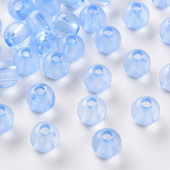 Transparent Acrylic Beads, Round, Cornflower Blue, 6x5mm, Hole: 1.8mm, about 440pcs/50g