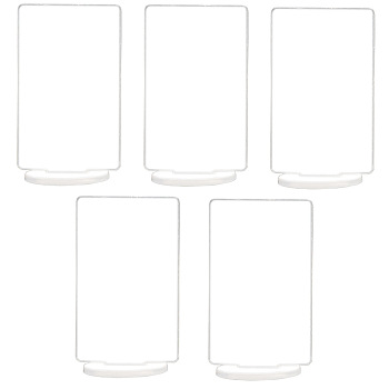 Acrylic Craft Blank Photo Frame Stand, Rectangle Acrylic Sign Holders, with Round Base, Clear, 70x60x2mm, 5pcs/set