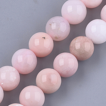 Natural Pink Opal Beads Strands, Round, 10mm, Hole: 1mm, about 18~20pcs/strand, 7.6 inch