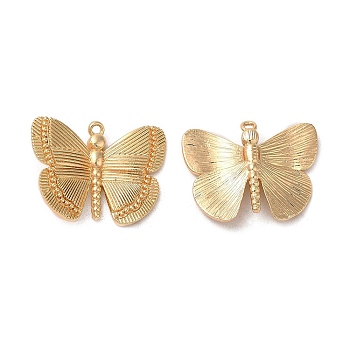 Brass Pendants, Butterfly Charm, Real 18K Gold Plated, 19x24x3mm, Hole: 1.4mm