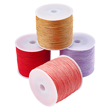 Nylon Thread Nylon String, for Beading Jewelry Making, Mixed Color, 0.8mm, about 100m/roll, 4 colors, 1roll/color, 4rolls