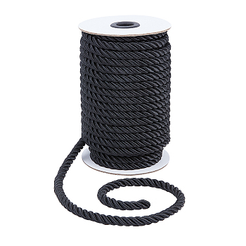Nylon Thread, for Home Decorate, Upholstery, Curtain Tieback, Honor Cord, Black, 8mm, 20m/roll