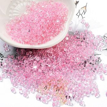 Luminous Glass Seed Beads, Glow in the Dark, Peanut, Pearl Pink, 2.5x4x2mm, Hole: 0.8mm, about 11250pcs/pound