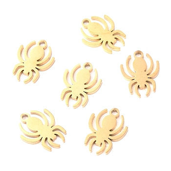 304 Stainless Steel Charms, Laser Cut, for Halloween, Spider, Golden, 12x8x1.1mm, Hole: 0.8mm