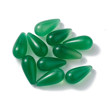 Natural Green Onyx Agate Beads, No Hole/Undrilled, Dyed & Heated, Teardrop, Green, 18.5x9mm
