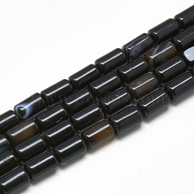 10mm Column Black Agate Beads