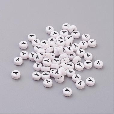 7mm White Flat Round Acrylic Beads