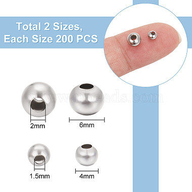400Pcs 2 Style Round 304 Stainless Steel Spacer Beads(STAS-UN0053-73)-3