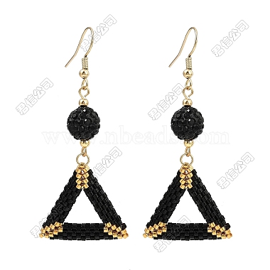 Handmade Glass Seed Beads Triangle Dangle Earrings(EJEW-FS00081)-1