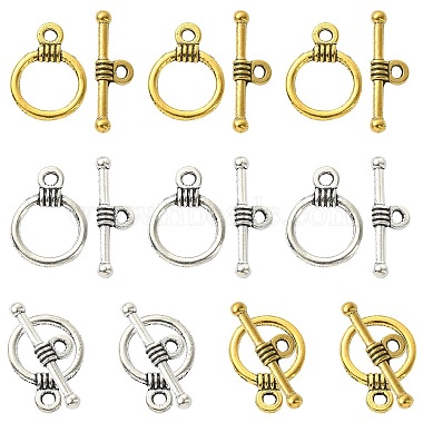 Antique Silver & Antique Golden Ring Alloy Toggle Clasps