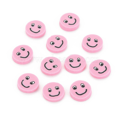 Pink Flat Round Polymer Clay Cabochons