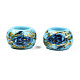 Perles rondelles acryliques opaques imprimées de fleurs(SACR-S305-27-E01)-2
