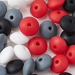 20Pcs 4 Colors Food Grade Eco-Friendly Silicone Focal Beads, Rondelle, Mixed Color, 12x12mm, Hole: 2.5mm, 5pcs/color(SIL-YW0001-12B)