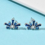 Fireworks Brass Micro Pave Cubic Zirconia Stud Earrings for Women, Platinum, 10x16mm(EJEW-F404-02P)