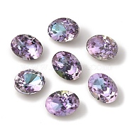 K9 Glass Rhinestone Cabochons, Pointed Back & Back Plated, Faceted, Oval, Vitrail Light, 6x8x5mm(RGLA-A025-06B-001VL)