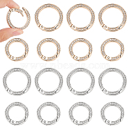 16Pcs 4 Styles Alloy Crystal Rhinestone Spring Gate Rings, Ring Shape, Platinum & Golden, 28.5~34x5mm, Inner Diameter: 19~24.5mm, 4pcs/style(RB-WR0001-01)