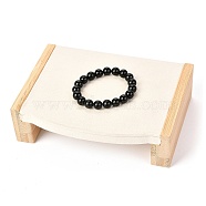 Bamboo Wood Jewelry Display, with Suede Fabric, for Bracelet Displays, Linen, 11.5x15.5x4.1cm(BDIS-O005-01A)