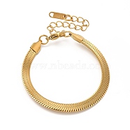 Ion Plating(IP) 304 Stainless Steel Herringbone Chain Bracelet for Men Women, Real 18K Gold Plated, Wide: 5mm, 5-7/8 inch(15cm)(BJEW-E058-01D-G)