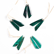 Natural Malachite Pendants, for Jewelry Making, Wing, 43~44.5x10~11x3.5~5mm, Hole: 1.2mm(G-G827-04T)
