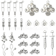 40Pcs 8 Styles Tibetan Style Alloy Pendants, Medical Theme, Antique Silver, 13~61.5x6.5~27.5x2~7.5mm, Hole: 1.2~4.5mm, 5pcs/style(TIBEP-YW0001-86)