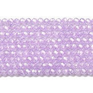Cubic Zirconia Bead Strands, Faceted Rondelle, Plum, 3mm, Hole: 0.6mm, about 131pcs/strand, 15.16 inch(38.5cm)(ZIRC-C006-01B-09)