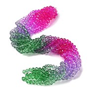 Transparent Painted Glass Beads Strands, Faceted, Rondelle, Colorful, 8x6.5mm, Hole: 1mm, about 63pcs/strand, 16.14''(41cm)(DGLA-A034-T8mm-A06)
