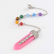Resin Bracelets Making, with Gemstone Beads and Alloy Findings, Flamingo, 230mm(RESI-D048-01)