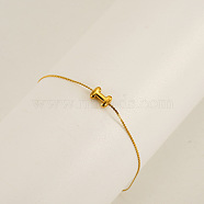 304 Stainless Steel Serpentine Chain Bracelets, Chunk Letter Link Bracelets for Women, Real 18K Gold Plated, Letter I, 6.50 inch(16.5cm), letter: 7~8.5x6~10.5mm(BJEW-H608-01G-I)