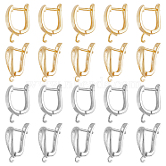 24Pcs 4 Styles Brass Hoop Earring Findings, with Latch Back Closure and Horizontal Loops, Long-Lasting Plated, Golden & Silver, 16.5~19.5x11~12x2.5~5mm, Hole: 1.2~2mm, Pin: 0.9mm, 6Pcs/style(KK-DC0003-13)