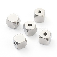 304 Stainless Steel Beads, Cube, Faceted, Stainless Steel Color, 6x6x6mm, Hole: 1.8mm(STAS-H160-02G-P)