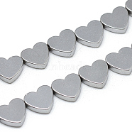 Electroplate Non-magnetic Synthetic Hematite Beads Strands, Heart, Platinum Plated, 6x5.5x2mm, Hole: 0.5mm, about 68pcs/strand, 15.7 inch(G-T057-13H)