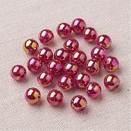 Eco-Friendly Poly Styrene Acrylic Beads, AB Color Plated, Round, Indian Red, 10mm, Hole: 2mm, about 980pcs/500g(PL426-10)