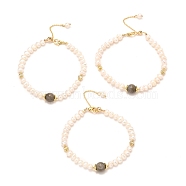 Natural Labradorite Beaded Bracelets, Real 18K Gold Plated, with Natural Pearls, Brass Bead, Long-Lasting Plated, 6-7/8 inch(17.5cm)(BJEW-D447-17G)