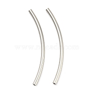 304 Stainless Steel Tube Beads, Curved Tube, Stainless Steel Color, 40x2mm, Hole: 1.2mm(STAS-B047-27O-P)
