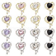 16Pcs 8 Colors Glass Melting Heart Pendant, with Alloy Findings, Lead Free & Cadmium Free, Mixed Color, 20x15.5x5.5mm, Hole: 1.4mm, 2Pcs/color(PALLOY-DR0001-02)