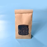 Brown Kraft Paper Bags with Window, Tin Tie Tab Lock Bags, for Cookie Bags, Coffee Bags, Bakery Bags, Rectangle, BurlyWood, Unfold: 27x11x5.5cm(X-CARB-F006-01)