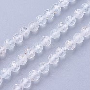 Natural White Topaz Beads Strands, Faceted, Round, 4~4.5mm, Hole: 0.6mm, about 90~100pcs/strand, 14.5~16.1 inch(37~41cm)(G-F619-28-4mm)