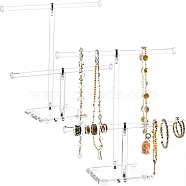 2 T Bar Acrylic Jewelry Display Rack, Jewelry Stand, For Hanging Necklaces Earrings Bracelets, Clear, 10.15x24.1x25.4cm(PW-WG21989-01)