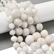 Natural White Moonstone Beads Strands, with Seed Beads, Nuggets, Tumbled Stone, 5~11x5~15mm, Hole: 1.2mm, about 39pcs/strand, 15.55''(39.5cm)(G-Q169-E08-01)