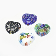 Handmade Millefiori Glass Cabochons, Heart, Mixed Color, 28~30x28~30x5~6.5mm(X-LAMP-O016-21)