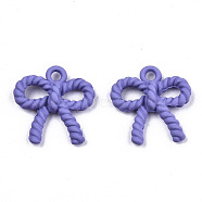 UV Plated Alloy Charms, Spray Painted, Cadmium Free & Lead Free, Twist Bowknot, Slate Blue, 13x12x3mm, Hole: 1.4mm(X-PALLOY-S181-032D-RS)