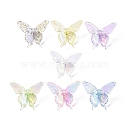 UV Plating Rainbow Iridescent Transparent Acrylic Beads, Butterfly, Mixed Color, 33.5x40x12.5mm, Hole: 3.2mm(OACR-C010-10)