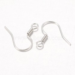 Iron Earring Hooks, Ear Wire, with Horizontal Loop, Cadmium Free & Nickel Free & Lead Free, Platinum, 15~16x20~22mm, Hole: 2mm(X-E133-NF)