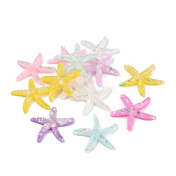 Opaque Resin Cabochons, Starfish/Sea Stars, Mixed Color, 38x39x6mm(CRES-S304-53)