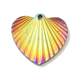 Ion Plating(IP) 304 Stainless Steel Pendants, Heart Charm, Rainbow Color, 17x18x2mm, Hole: 1.6mm(STAS-D025-01M-01)